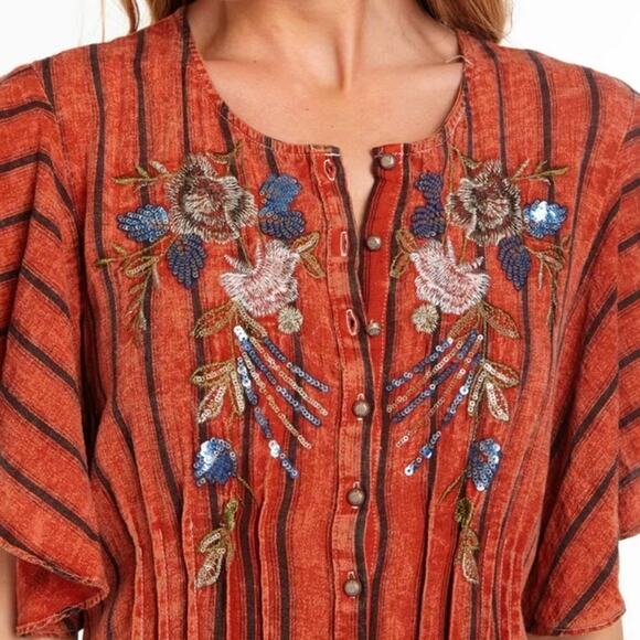 Anthropologie Medium Dress Boho Midi Embroidered Aratta Silent Journey RARE - Picture 4 of 15
